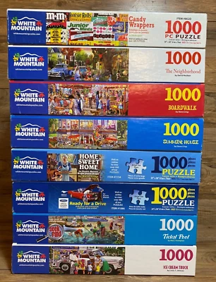 LOT / 8 - WHITE MOUNTAIN PUZZLES - 1000 PC - HOME - SUMMER - CANDY - ICE CREAM - Image 1 of 4