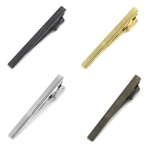 Einfache vertikal gestreifte Herren-Krawattenklammer Krawattennadel Hochzeit Party Krawattenleiste 4 Farben - Bild 1 von 12