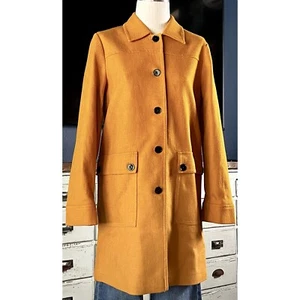 NWT New $178 Anthropologie Textured Mustard Peacoat Pea Coat Size 4 - Picture 1 of 16