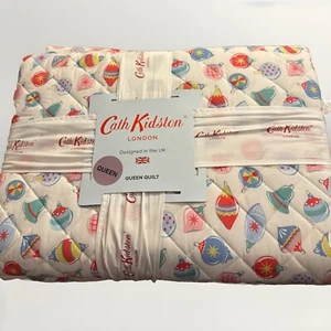 Cath Kidston London Queen Christmas Baubles Quilt Pastel Cotton New - Picture 1 of 7