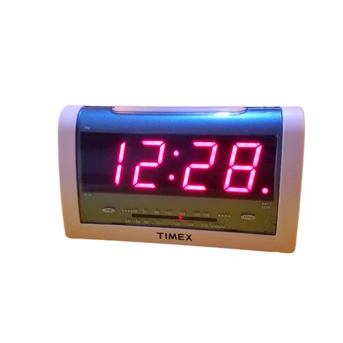 TIMEX 2006 Jumbo Display LED Alarm Clock Radio T256W Ice Blue & White Case Cover