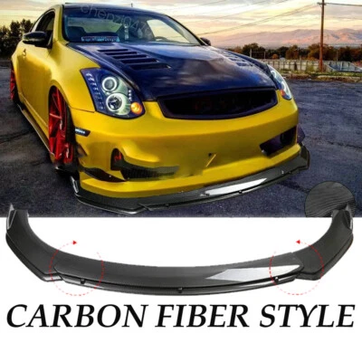 For Infiniti G35 G37 Q50 Q60 Front Bumper Lip Splitter Strut Rods CARBON STYLE Foto 1 de 4