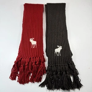 Vintage Y2K Embroidered Abercrombie And Fitch Chunky Knit Scarf Lot of 2 - Picture 1 of 5