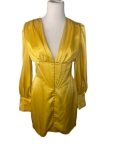 NEU Aufwendig Alice Nevaeh Satin Ballon Korsett Minikleid Gold in Größe 12 - Bild 1 von 9