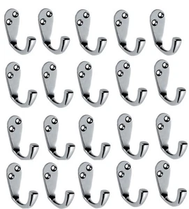 Chrome Finish Single Bathroom Hook Coat Hanger DIY Hooks with screw - Pack of 60 - Picture 1 of 1
