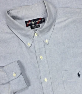 Vtg Ralph Lauren Polo Blue Oxford Button Up Long Sleeve Iconic Mens XL Big Shirt - Picture 1 of 15