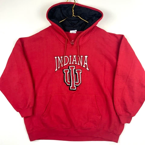 Vintage Indiana University Hoosiers Sweatshirt Hoodie Size XL Red Ncaa Cover