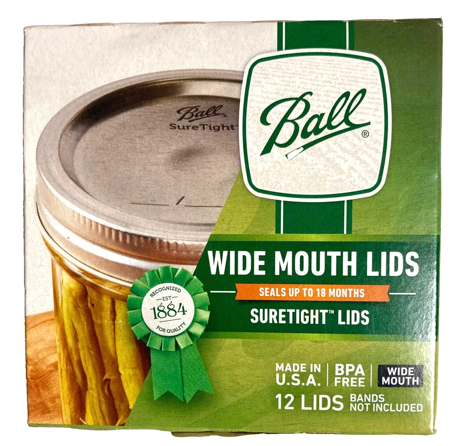 NIB Ball Wide Mouth Suretight Canning Lids 12 Pack - Image 1 of 1