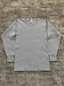 Vintage Thermal Long Sleeve 90s Grey Large - Picture 1 of 7