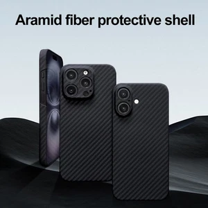 Magnetic Back Case For iPhone 16 Pro Max 16Plus Aramid Carbon Fiber Cover - Picture 1 of 21