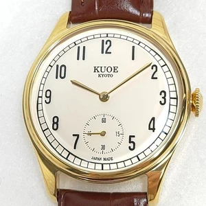 [NEAR MINT] KUOE KYOTO Oldsmith Quarz Analog Armbanduhr 90-001 braunes Armband JP - Bild 1 von 19