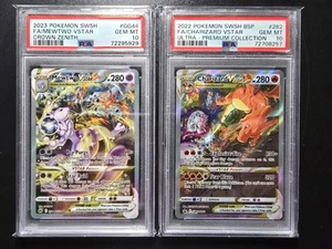 PSA 10 Charizard & Mewtwo Vstar Battle Set - SWSH262 GG44 Full Art Pokemon Card - Picture 1 of 5