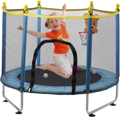 Trampolino Elastico per Bambini 140Cm, Tappeto Interno Elastico Da Esterno Con R - Immagine 1 di 4