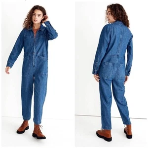 Tuta tuta Madewell denim rivettata media risciacquo taglia small oversize rilassata - Foto 1 di 11