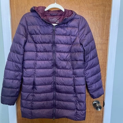 Chaqueta Eddie Bauer EB 650 Puffer Mujer Cirruslite Plumón Parka Pequeña Capucha Púrpura Foto 1 de 4