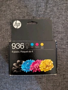 HP 936 Ink Cartridges - Genuine Black-Magenta-Yellow-Cyan 4 Pack - NEW 08-26 - Picture 1 of 1