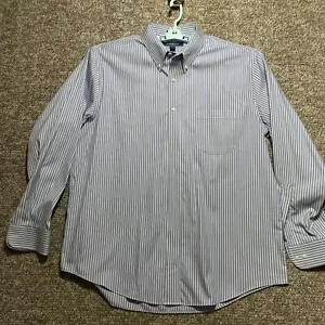 Camisa de vestir Croft & Barrow de algodón con botones para hombre a rayas azul 17,5 34/35 - Imagen 1 de 11