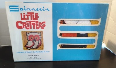 VINTAGE NOS Spinnerin Yarn Little Critters Ollie Owl I 9320 USA Made Latch Hook  - Image 1 of 4