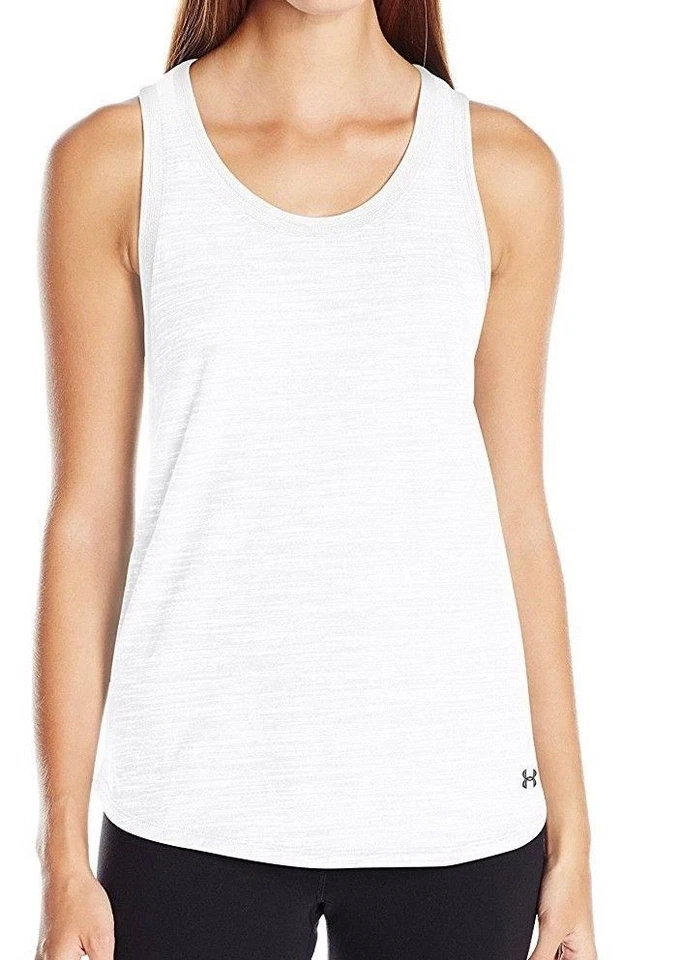全新带标签女式 Under Armour HeatGear 白色 Fashlete 背心 — 第 1/4 张图片