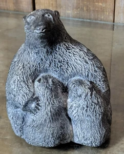 Esculturas de lobo de colección originales talladas a mano oso y cachorros piedra de jabón Canadá 4,5" - Imagen 1 de 7