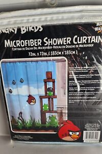 Rideau de douche en tissu microfibre à thème Angry Birds 72 x 72 neuf