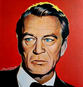 Retrato de persona famosa de Gary Cooper 1985 por Paul Davis impresión de placa de arte 14 - Imagen 1 de 3