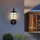 Country Style Black Metal Lantern White Glass Round Outdoor Wall Lights Sconces 