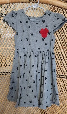Niñas Disney Junior Minnie Mouse Vestido de Verano 5T Gris Lunares, Algodón Bolso 20 Foto 1 de 3
