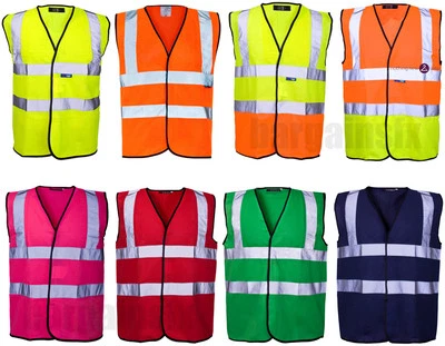 HI VIZ VIS VISIBILITY SECURITY WORK VEST TWO TONE SAFETY WAISTCOAT COLOURS SIZES - Image 1 of 3