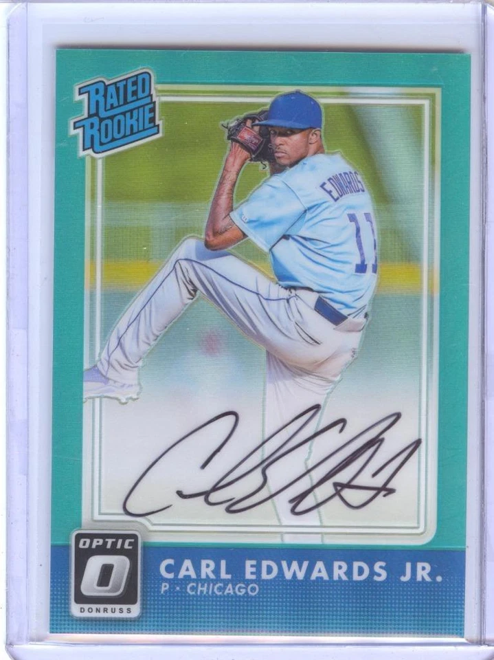 Carl Edwards Jr. 2016 Donruss Optic - Aqua Refractor Rookie Autograph  #028/125 - Image 1 of 1
