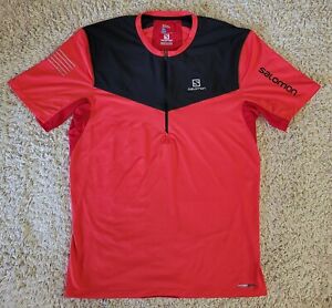 Salomon Mens Fiery Red Fast Wing HZ Short Sleeve Running Shirt Size L