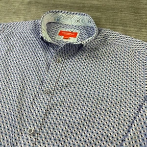 Johnston & Murphy Shirt Mens Medium Purple All Over Print Performance Flip Cuff - Picture 1 of 9