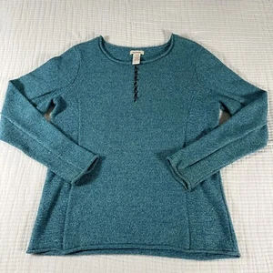 Sundance Womens Henley Sweater Medium Homestead Teal Blue Roll Neck Silk Blend - Picture 1 of 13