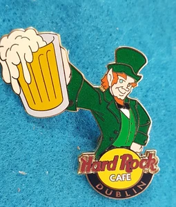 DUBLIN IRELAND LEPRECHAUN MAN HOLDING PINT OF BEER GLASS Hard Rock Cafe PIN LE - Picture 1 of 1