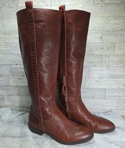Sam Edelman Leder Prina Nieten Vamp Reiten Kniehohe Stiefel Größe 10 Weite - Bild 1 von 13