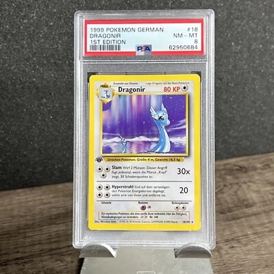 1st Edition German Dragonair 18/102 Dragonir Rare Pokemon Card Base Set PSA 8 - Image 1 of 4