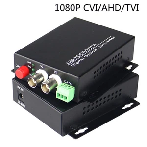 2CH Video Data Fiber Optical Media Converter S/M For 1080P HD CVI AHD TVI CCTV - Picture 1 of 7