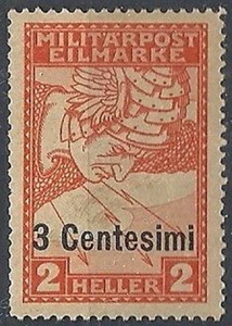 1918 OCCUPAZIONE AUSTRIACA ESPRESSO CARTA GIALLA 3 CENT MH * - RR11890 - Imagen 1 de 1