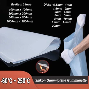 Ultra dünn Klar Silikon Gummiplatte Gummimatte Blatt Pad Dichtung Dicke 0,5-20mm - Picture 1 of 11