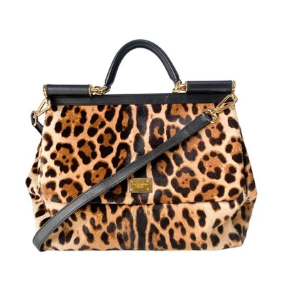 Bolso bidireccional DOLCE&GABBANA amarillo estampado de jaguar pelo de pony Foto 1 de 4