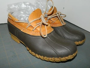LL Bean Women’s 7.5-8M Tan/Brown Rubber Moc Low Boots Duck Shoe FREE SHIP - Picture 1 of 10