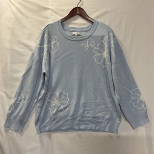 Maurice's Sweater Women's XXL Pullover Light Blue White Flowers Floral - Picture 1 of 9