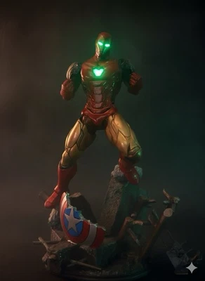 PREMIUM Iron Man Estatua Resina Figura HQ Pintura Metálica y BRILLA EN LA OSCURIDAD NUEVO Foto 1 de 4