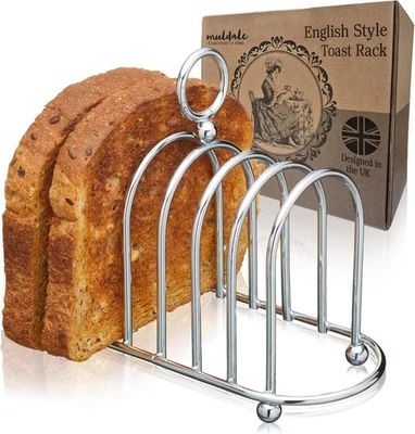 Стойка для тостов в английском стиле - викторианский хромированный держатель для 6 ломтиков -... - Изображение 1 из 4