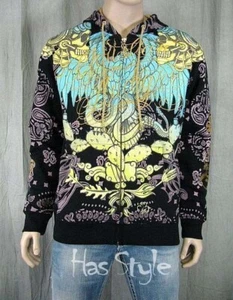 Christian Audigier CACTUS Calavera India Sudadera con Capucha Piedras Águila Negra Chaqueta de Cachemira - Imagen 1 de 2
