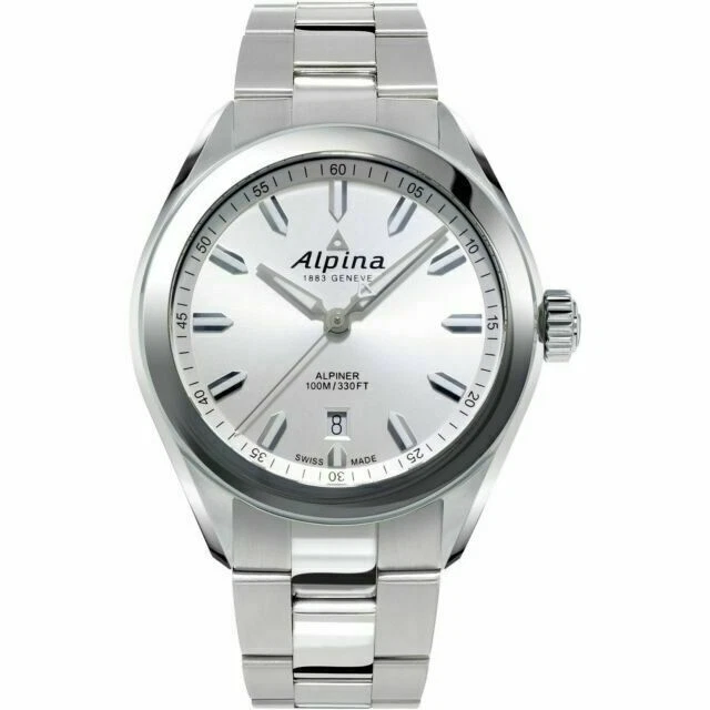 Alpina AL-240SS4E6B 42mm Silver Stainless Steel Case with Silver Stainless Steel Strap Men's Quartz Sport Watch