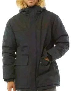 Parka FCUK French Connection para hombre 4 Reino Unido grande negra marina nueva con etiquetas - Imagen 1 de 5
