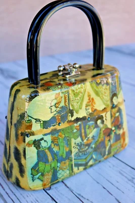 Bolso sin asas de noche decoupage artesanal diseño Stella Page de colección Foto 1 de 4
