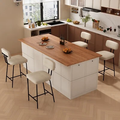 Set of 2/3/4 Line Fabric Kitchen Stools Counter Height Barstools with Back 27'' - Image 1 of 4