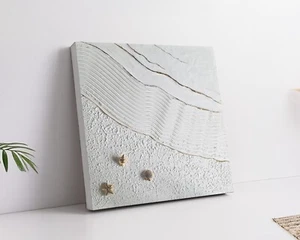 Fernweh/Elsewhere – Moderne Wandkunst Struktur mit Gold abstrakt Holz 50x50 cm - Bild 1 von 8